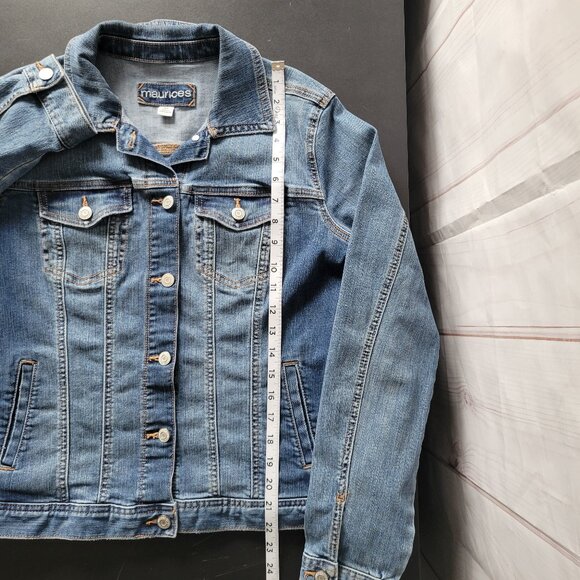 Maurices Denim Jean Jacket Women’s M, Classic Button Front Jacket w/ Button EUC - Picture 6 of 6